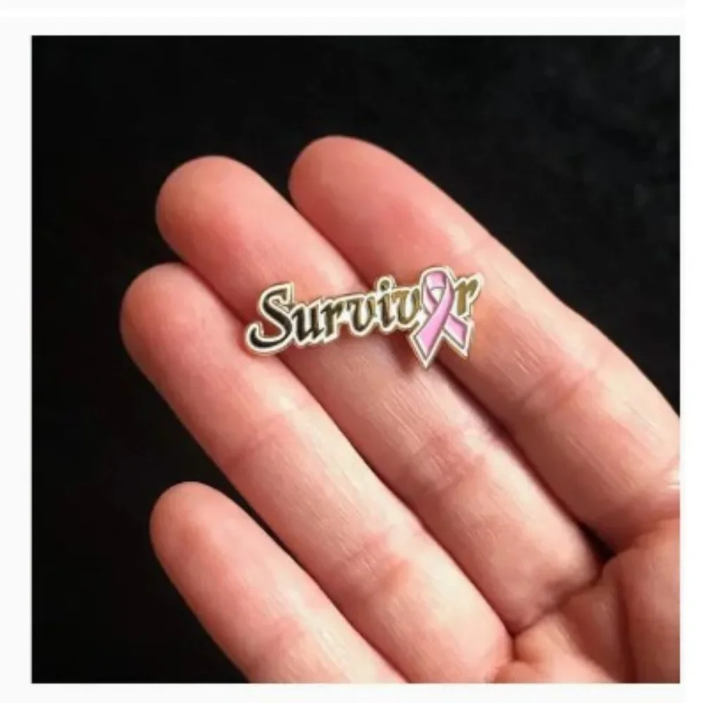 Pink Ribbon Survivor Gold Plated Pins Breast Cancer Awareness